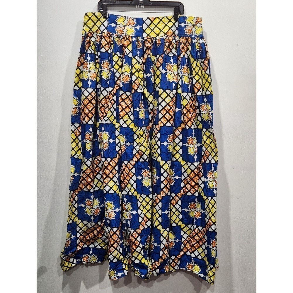 AUTHENTIC Handmade African Print Full Maxi Skirt with Pockets, XXL